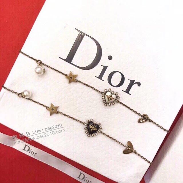 Dior飾品 迪奧經典熱銷新款黑白桃心蜜蜂珍珠星星手鏈  zgd1147